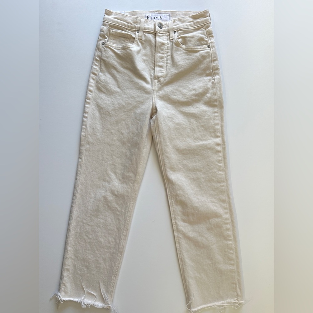 Frank & Eileen Monaghan Cream Raw Hem Jeans Size 26 - Picture 3 of 5